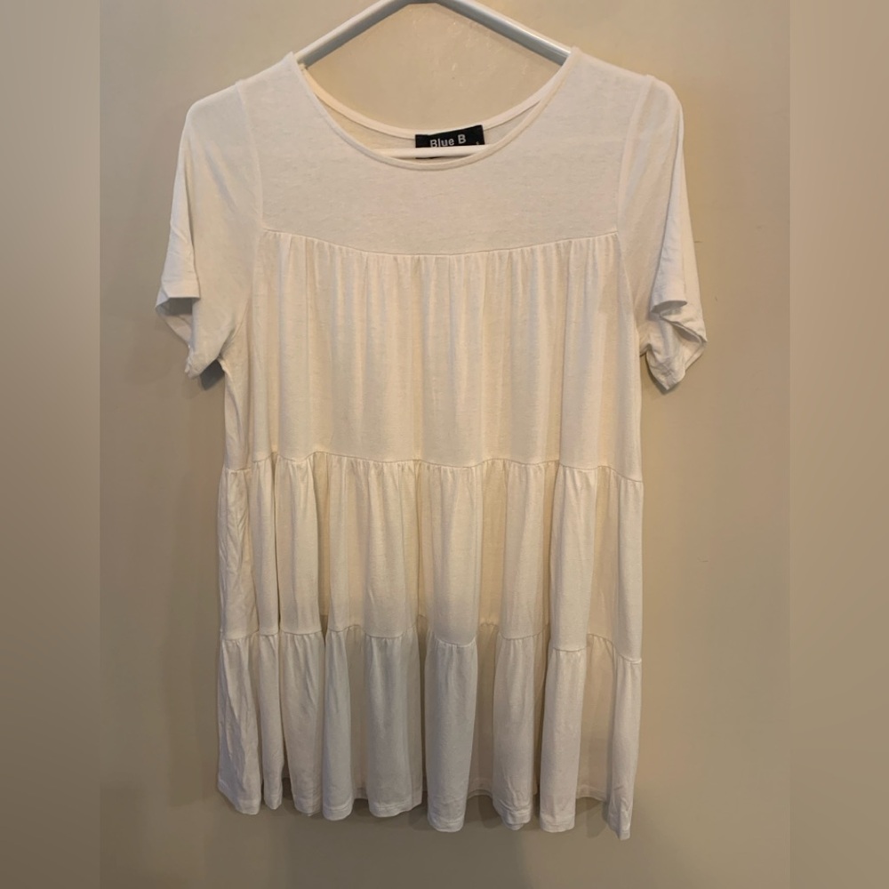 BLUE B COLLECTION  Cream Tiered Short Sleeve Dress/Tunic